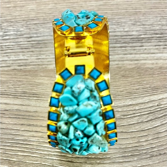 Sorrelli Santorini Turquoise and Gold Chunky Cuff Bracelet - Picture 3 of 7